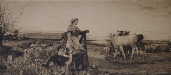 R. W. MacBeth, engraving, A Fenn Farm, 35 x 73cm, unframed